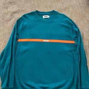 PALACE 320 Lines Crew Teal and Orange Sweatshirt